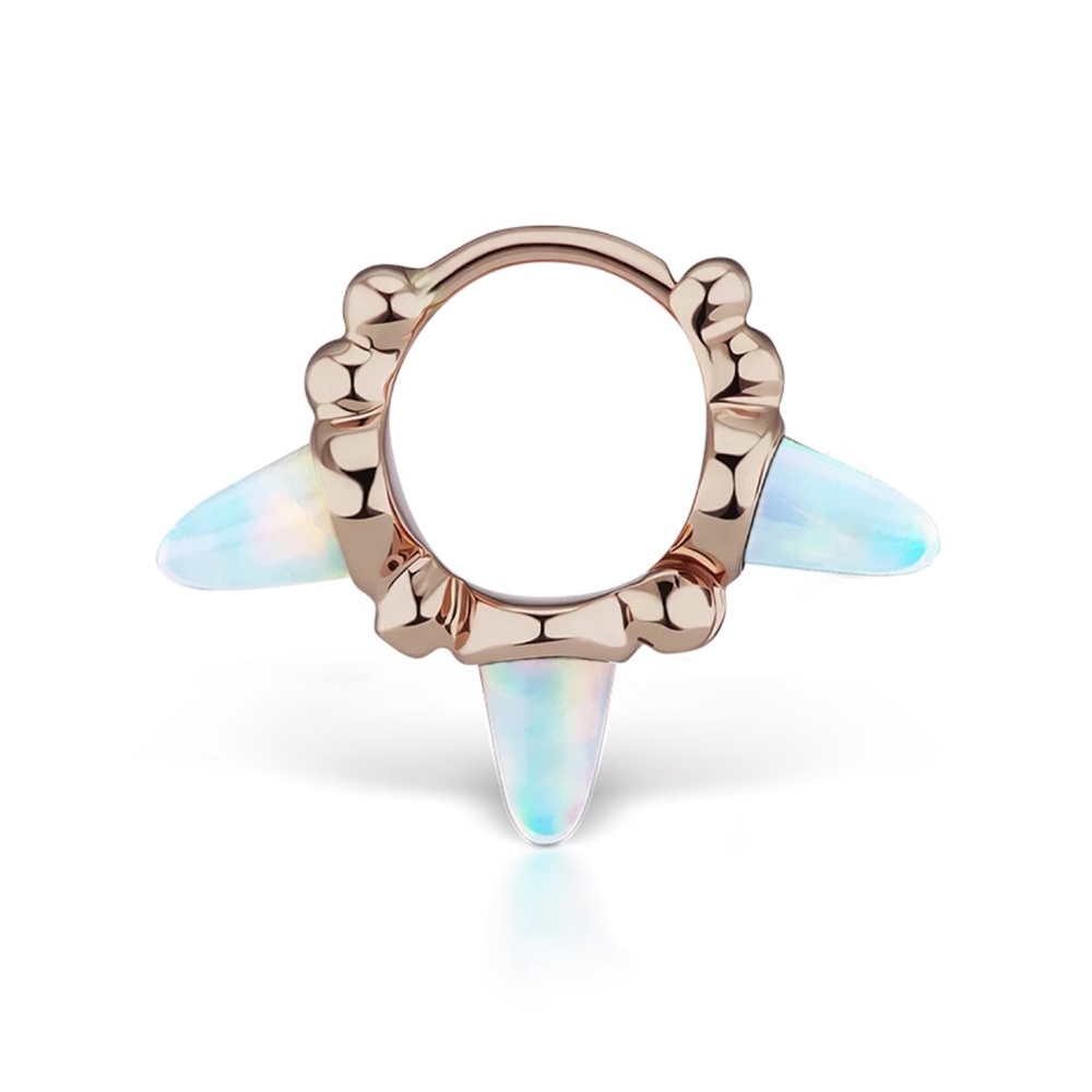 NO LONGER SOLD 14k yellow gold triple short opal granulated. sold seperate